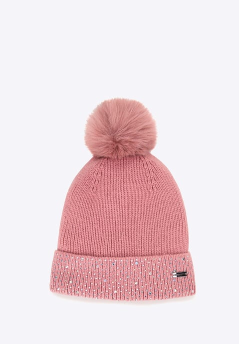 Wittchen Women's Winter Hat with Decorated Rib Pink Acrylic - Image 1