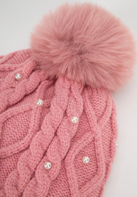 Wittchen Dameshoed met pompon en parels roze viscose - Image 3