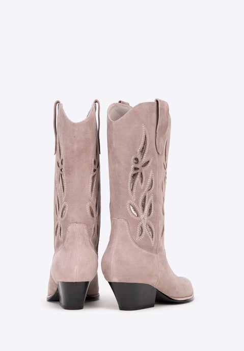 Wittchen Suède Slip-On Cowboylaarzen voor Dames Beige Suède Leer - Image 3