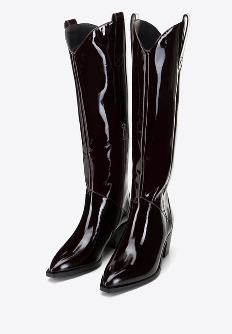 Wittchen Dames lakleren cowboylaarzen hoog donker bordeauxrood donker bordeaux - Image 1
