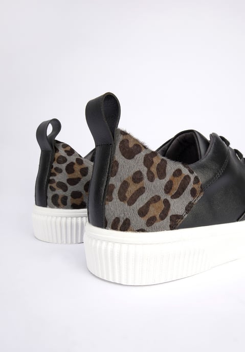 Wittchen Dames Leren Sneakers met Luipaardpatroon Zwart Natuurlijk Leer - Image 6