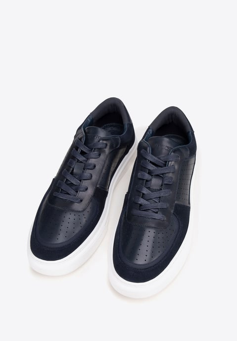 Wittchen Heren Marineblauwe Leren Sneakers - Image 1