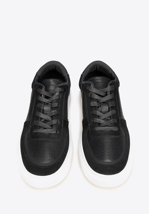 Wittchen Heren leren sneakers met perforaties, zwart, natuurlijk leer - Image 2