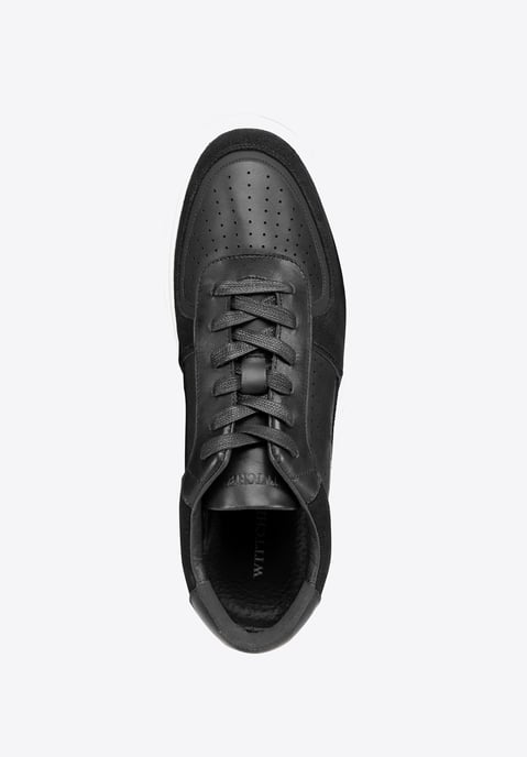 Wittchen Heren leren sneakers met perforaties, zwart, natuurlijk leer - Image 4