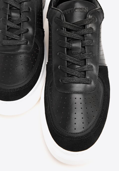 Wittchen Heren leren sneakers met perforaties, zwart, natuurlijk leer - Image 6