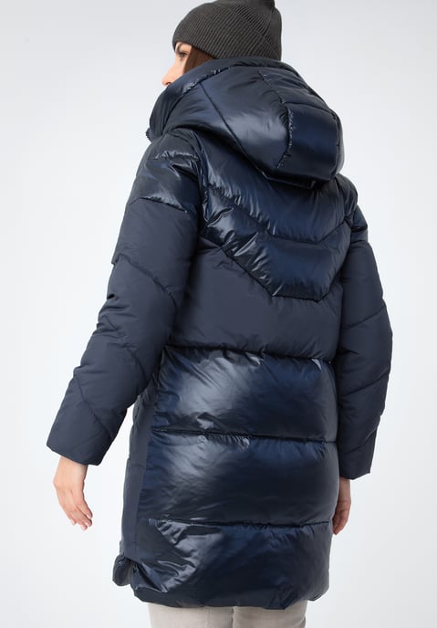 Wittchen Women's Down Coat in Combination Materials with Hood Navy Blue - Image 3