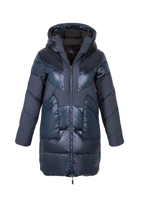 Wittchen Women's Down Coat in Combination Materials with Hood Navy Blue - Image 5