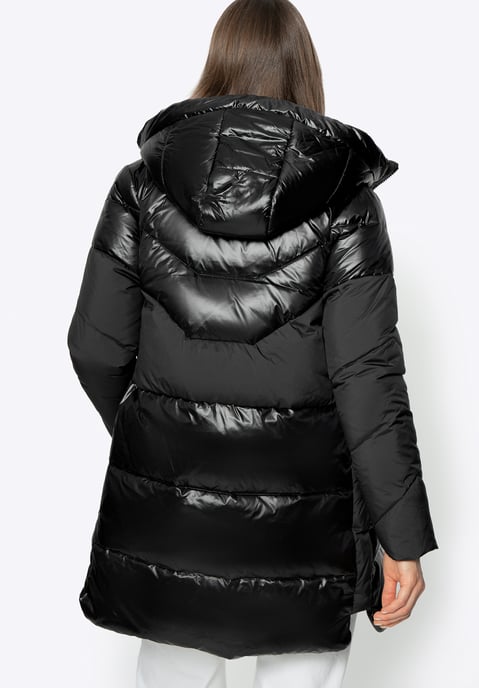 Wittchen Women's Down Coat in Combination Materials with Hood Black Nylon - Image 3