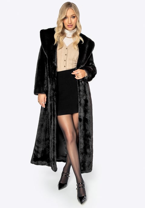 Wittchen Women's Faux Fur Coat Classic Black Polyester - Image 2