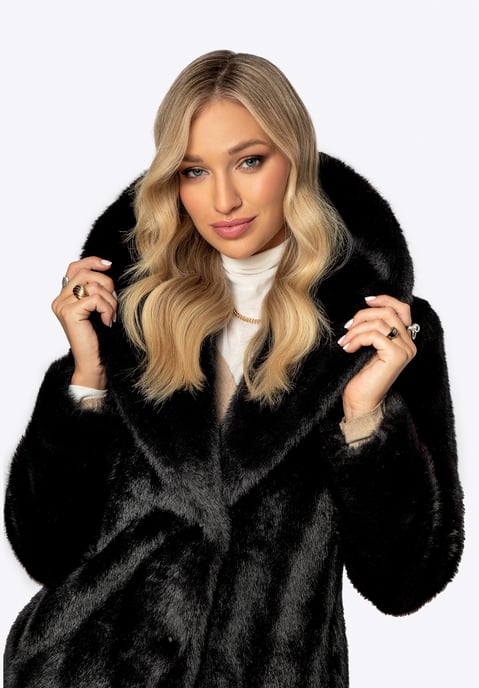 Wittchen Women's Faux Fur Coat Classic Black Polyester - Image 5