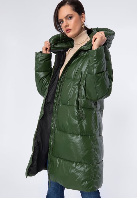 Wittchen Women's Oversized Quilted Coat Green Nylon - Image 2