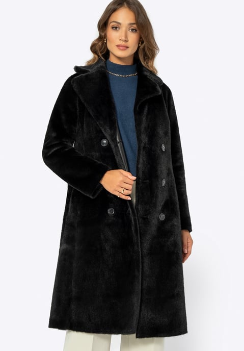 Wittchen Women's Coat with Tie Double-Sided Black Polyester - Image 4