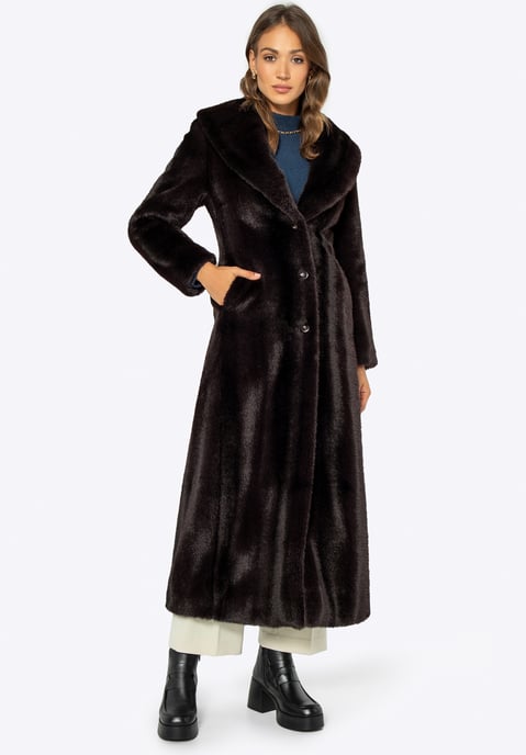 Wittchen Women's Faux Fur Coat Classic Dark Brown Dark Brown Polyester - Image 2