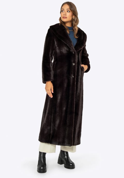 Wittchen Women's Faux Fur Coat Classic Dark Brown Dark Brown Polyester - Image 3