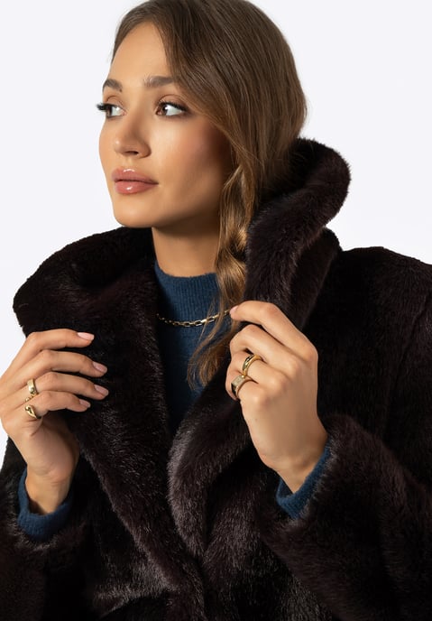 Wittchen Women's Faux Fur Coat Classic Dark Brown Dark Brown Polyester - Image 6