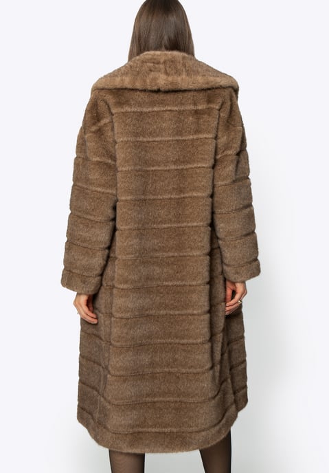 Wittchen Women's Faux Fur Coat with Collar Dark Beige Dark Beige Polyester - Image 5