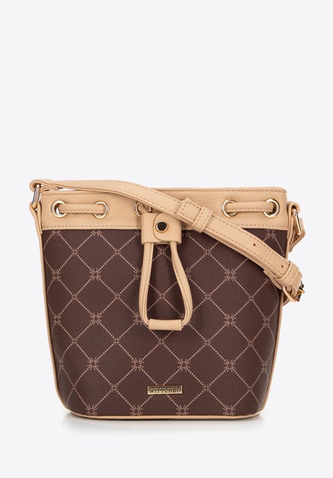 Wittchen Women's Bucket Bag in Monogrammed Eco-Leather Brown - Image 1