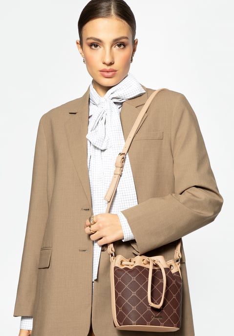 Wittchen Women's Bucket Bag in Monogrammed Eco-Leather Brown - Image 5