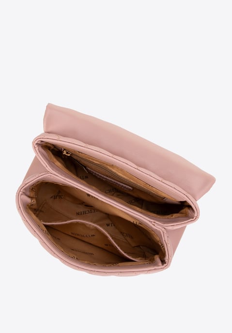 Wittchen Dames mini handtas gewatteerd met hartjes, roze eco-leer - Image 3