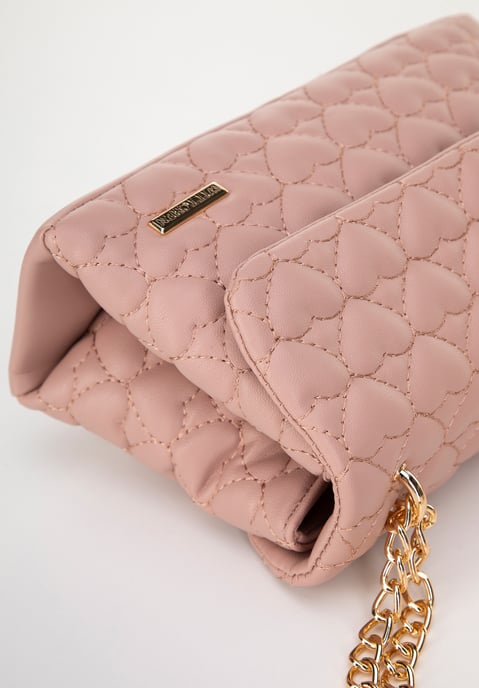 Wittchen Dames mini handtas gewatteerd met hartjes, roze eco-leer - Image 4