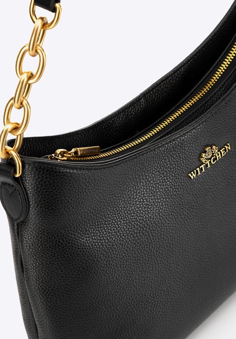 Wittchen Women's Leather Shoulder Bag with Chain Black Natural Leather - Image 5