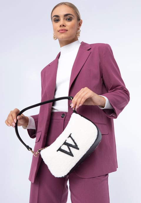 Wittchen Dames Baguette Handtas met Kunstbont Klein Crème en Zwart Crème en - Image 4