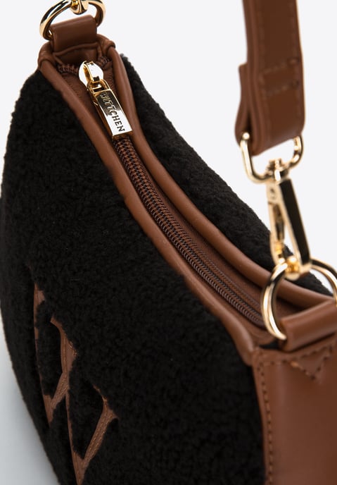 Wittchen Dames Baguette Handtas met Kunstbont Klein Zwart en Bruin Kunstleer - Image 4