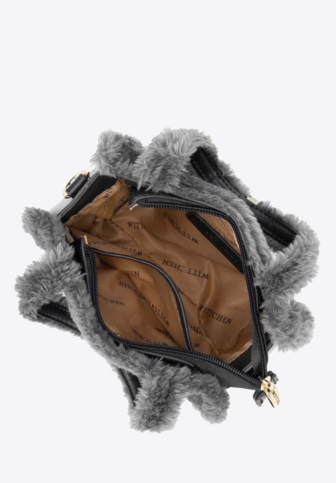 Wittchen Woman Dameskoffer van eco-leer met bontafwerking, grijs - Image 2