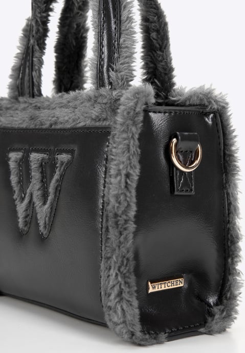 Wittchen Woman Dameskoffer van eco-leer met bontafwerking, grijs - Image 3