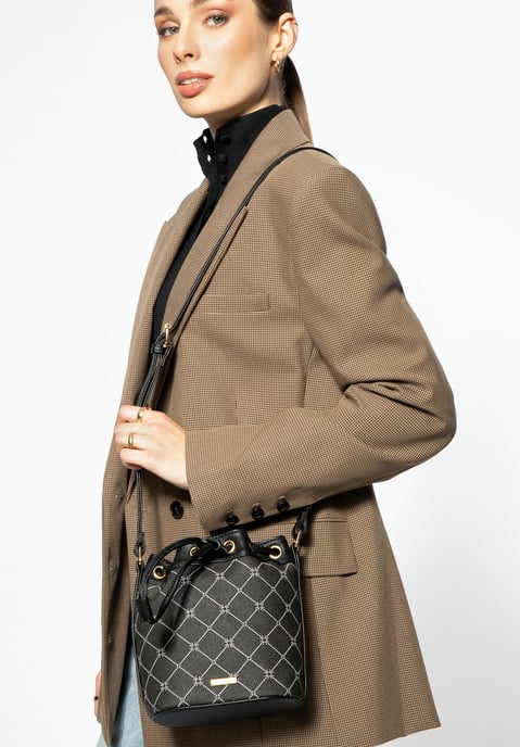 Wittchen Dames Bucket Bag in Eco-leer met Monogram Zwart - Image 5
