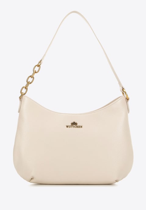 Wittchen Women's Leather Shoulder Bag with Chain Cream Natural Leather - Image 2