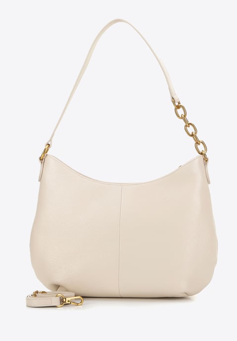 Wittchen Women's Leather Shoulder Bag with Chain Cream Natural Leather - Image 3