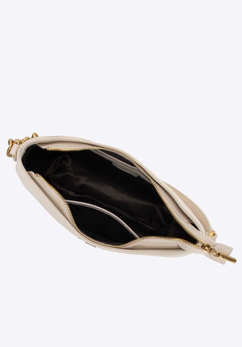 Wittchen Women's Leather Shoulder Bag with Chain Cream Natural Leather - Image 4