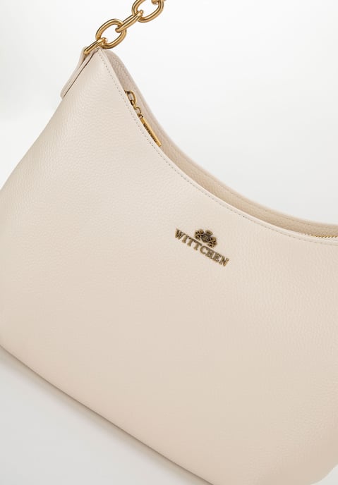 Wittchen Women's Leather Shoulder Bag with Chain Cream Natural Leather - Image 5