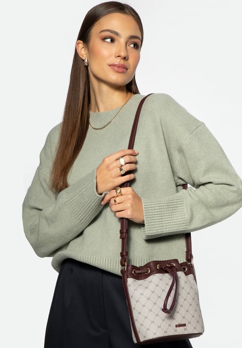 Wittchen Dames Bucket Bag in Eco-leer met Monogram Grijs en Bordeaux Grijs en - Image 5