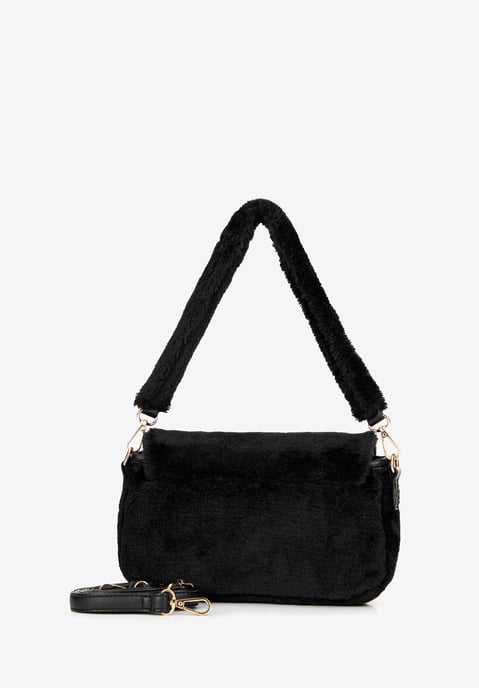 Wittchen Dames Messenger Bag met Bontrand, Zwart Polyester - Image 1