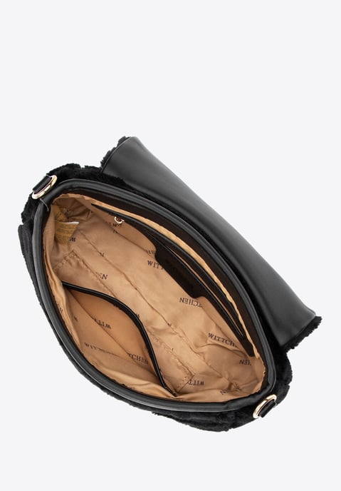 Wittchen Dames Messenger Bag met Bontrand, Zwart Polyester - Image 2