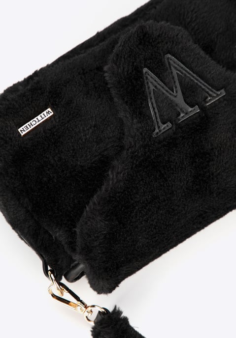 Wittchen Dames Messenger Bag met Bontrand, Zwart Polyester - Image 3
