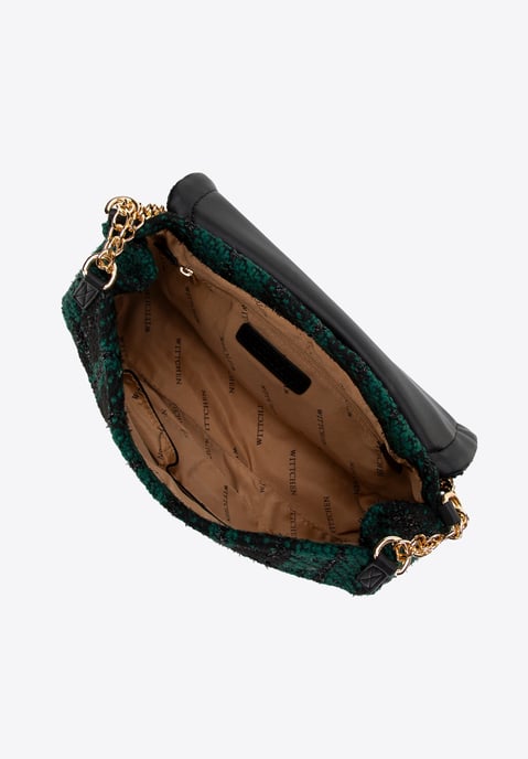 Wittchen Women's Bouclé Messenger Bag in Black and Green Polyester - Image 3