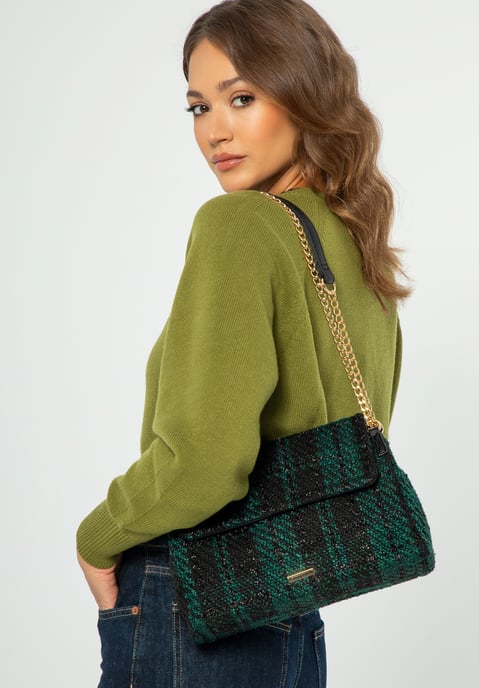 Wittchen Women's Bouclé Messenger Bag in Black and Green Polyester - Image 5