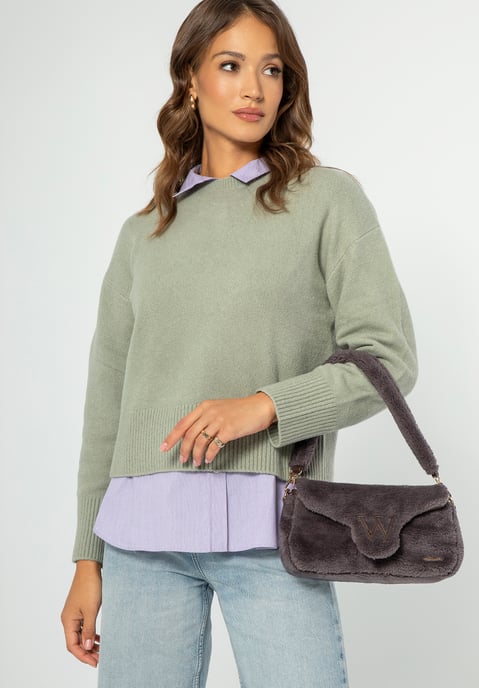 Wittchen Dames Messenger Bag met Bont Taupe Polyester - Image 4