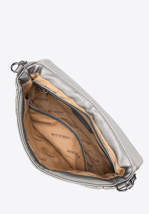 Wittchen Dames handtas gewatteerd met vierkantjes aan een ketting, klein zilver - Image 2