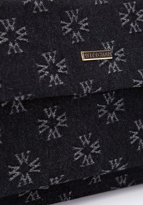 Wittchen Dames Denim Messenger Bag met Monogram Zwart Katoen - Image 3