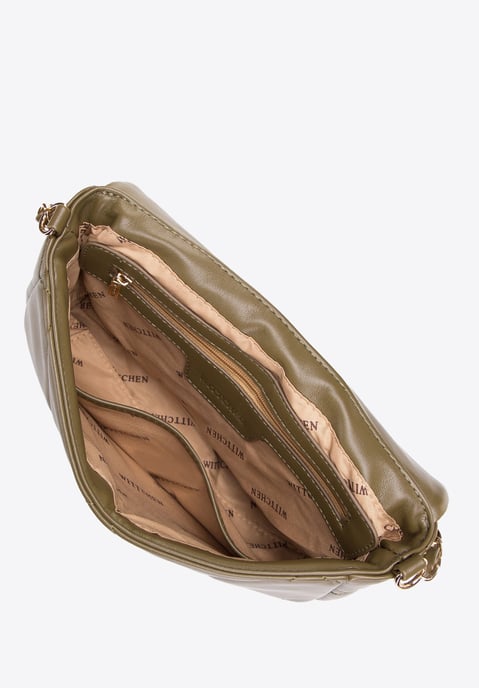 Wittchen Dames handtas gewatteerd met vierkantjes aan een ketting, klein groen - Image 2