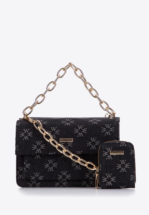 Wittchen Dames denim messenger bag met monogram, little black dress - Image 2