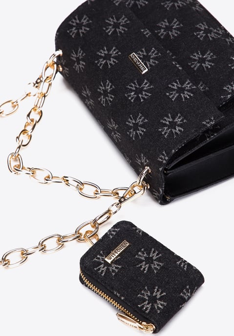Wittchen Dames denim messenger bag met monogram, little black dress - Image 3