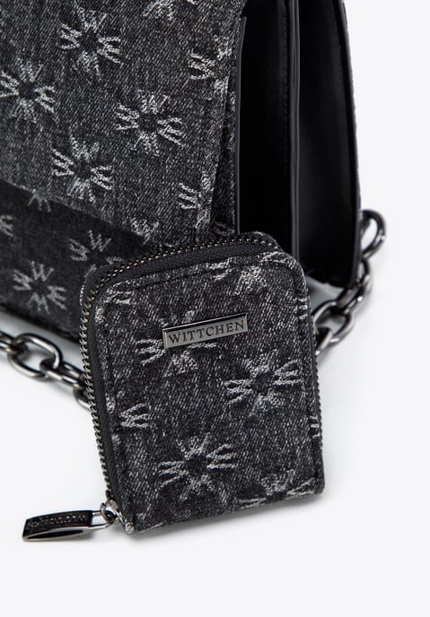 Wittchen Dames Monogram Denim Messenger Bag Klein Grijs Katoen - Image 3