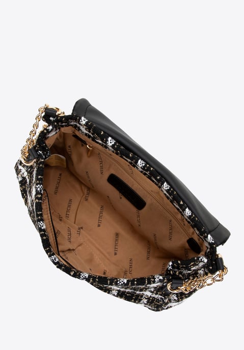 Wittchen Dames Bouclé Messenger Bag in Zwart en Wit Polyester - Image 3