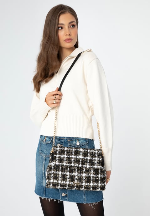 Wittchen Dames Bouclé Messenger Bag in Zwart en Wit Polyester - Image 5