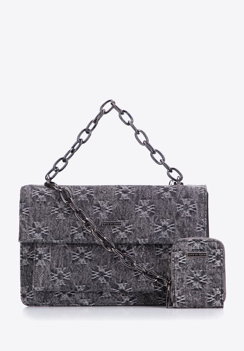 Wittchen Dames Denim Messenger Bag met Monogram Grijs Katoen - Image 2